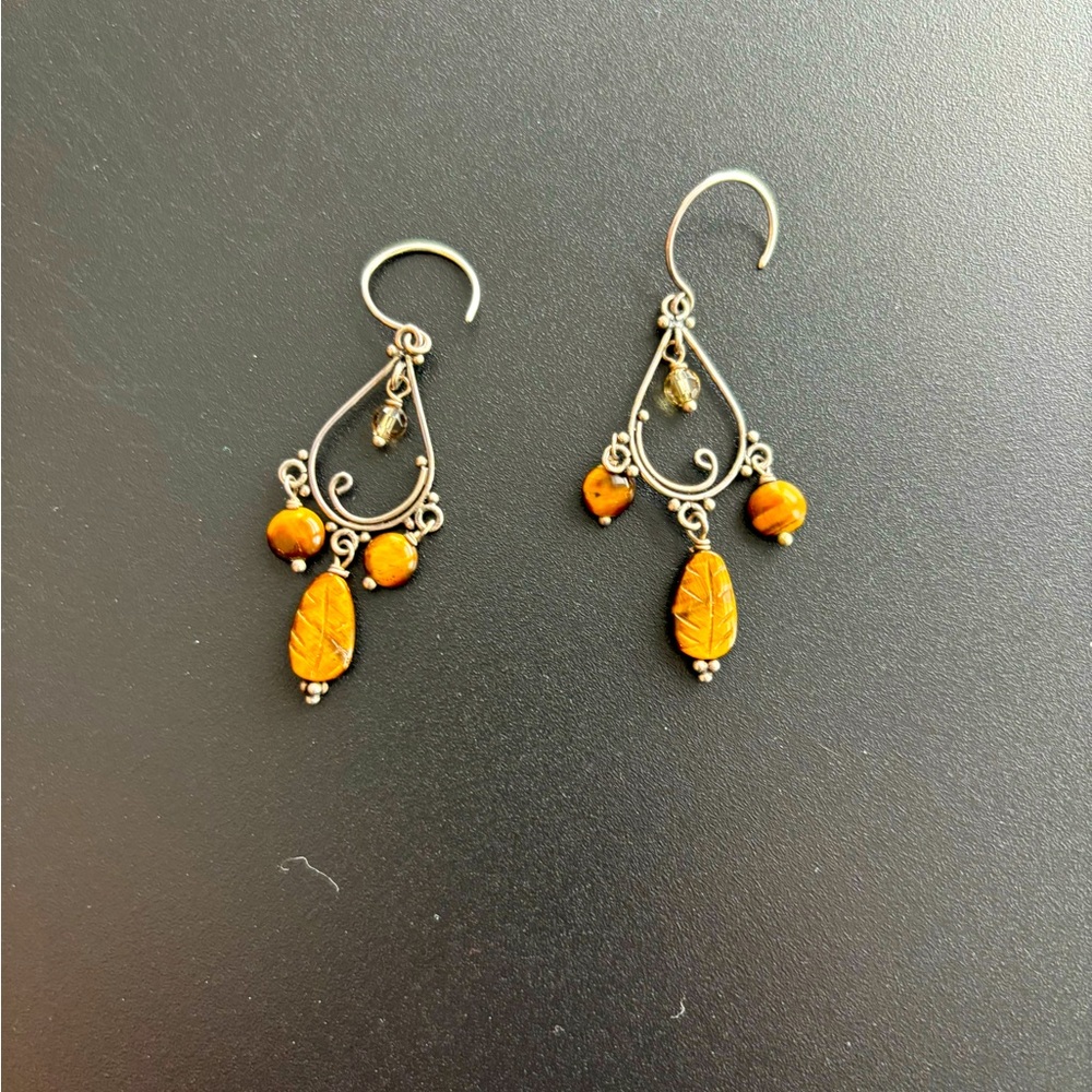 Silver and Tortoiseshell Dangle Earrings